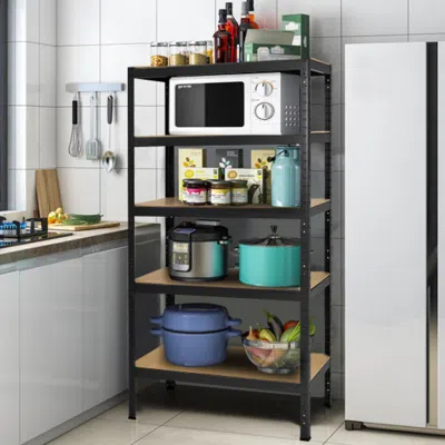 Hivvago 71 Inch Heavy Duty Steel Adjustable 5 Level Storage Shelves-blue