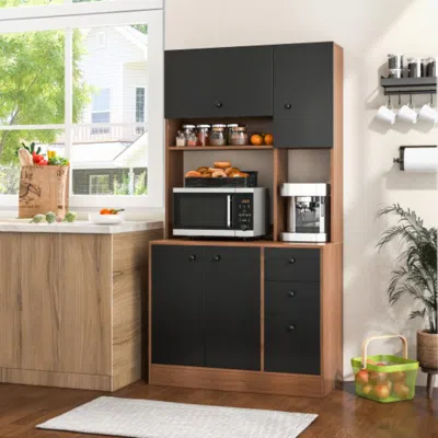Hivvago 71 Inch Kitchen Pantry With 3 Storage Cabinet And 3 Deep Drawers-walnut