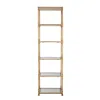 Hivvago 71 Inch Shelf, 6 Tier Design, 5 Glass Shelves, Iron Frame, Gold Finish