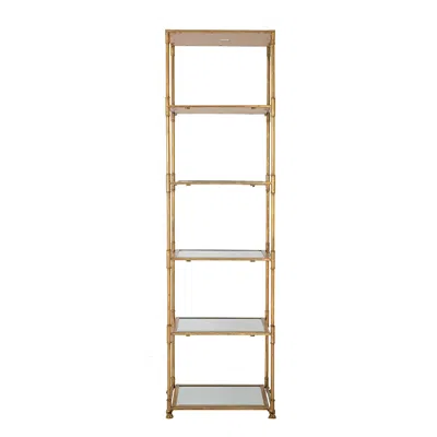 Hivvago 71 Inch Shelf, 6 Tier Design, 5 Glass Shelves, Iron Frame, Gold Finish