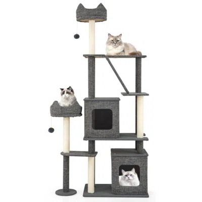 Hivvago 71 Inch Tall Cat Tree Multi-level Large Cat Tower With Scratching Posts In Gray