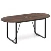 Hivvago 71 Inches Executive Table Oval Home Office Table With Cable Management Hole-rustic Brown