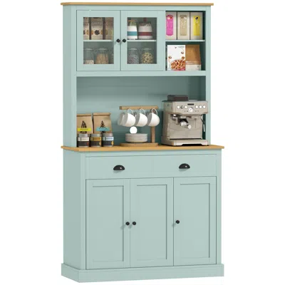 Hivvago 71" Kitchen Hutch With Glass Doors And Drawers