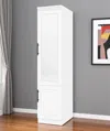 Hivvago 71" White Wood Mirrored Two Door Combo Dresser In White