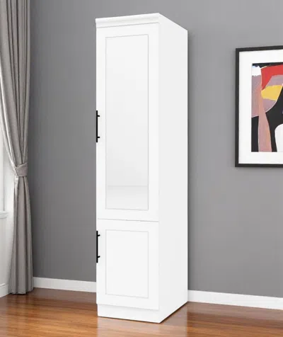 Hivvago 71" White Wood Mirrored Two Door Combo Dresser