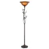 Hivvago 72" Amber Torchiere Floor Lamp With Brown Glass Dome Shade In Multi
