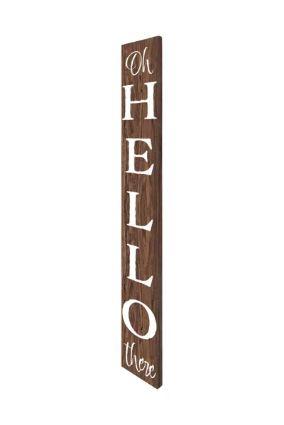 Hivvago 72" Brown And White Solid Wood Hello Porch Sign