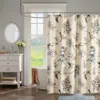 Hivvago 72-inch Beige Khaki Cotton Shower Curtain With Vintage Birds Leaf Floral Print