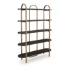 Hivvago 72 Inch Bookcase With 5 Ash Wood Storage Shelves, Retro Gold Frame