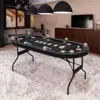 Hivvago 72 Inch Foldable Poker Table For 8 Players Portable Oval Card Board Game Table-black
