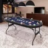Hivvago 72 Inch Foldable Poker Table For 8 Players Portable Oval Card Board Game Table-blue
