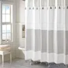 Hivvago 72-inch Grey And White Stripes Cotton Shower Curtain With Tassels
