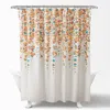 Hivvago 72-inch White Turquoise Blue Orange Floral Flowers Shower Curtain In Multi