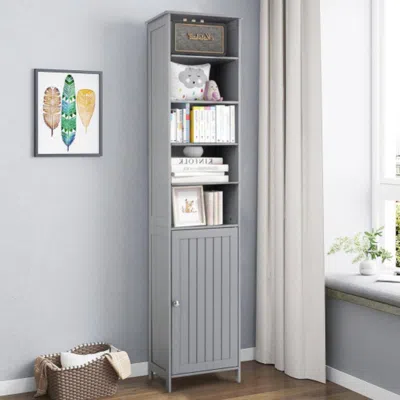 Hivvago 72 Inches Free Standing Tall Floor Bathroom Storage Cabinet-gray