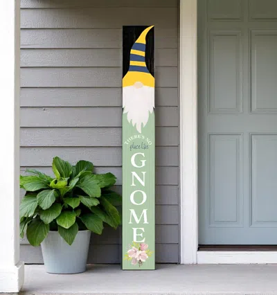 Hivvago 72" Light Green Solid Wood No Place Like Gnome Porch Welcome Sign