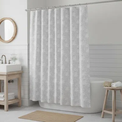 Hivvago 72" Off White And Silver Embroidered Floral Shower Curtain In Gray