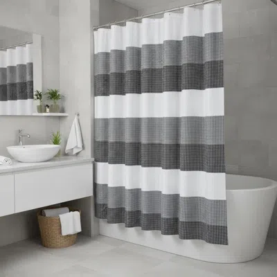 Hivvago 72" White And Black Striped Shower Curtain In Gray