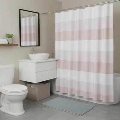 Hivvago 72" White And Pink Striped Shower Curtain