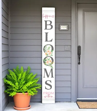 Hivvago 72" White Solid Wood Blooms Welcome Porch Sign