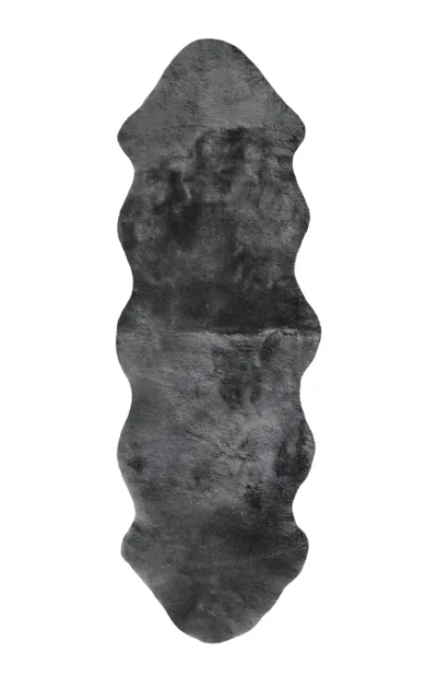 Hivvago 72" X 24" Charcoal Plain Weave Sheepskin Throw Blanket In Black