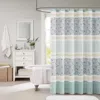 Hivvago 72 X 72-in Cotton Shower Curtain With Teal Blue Grey Cream White Paisley Pattern