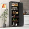 Hivvago 72.5 Inches Tall Buffet Cabinet With 6-tier Shelves And 4 Doors-black