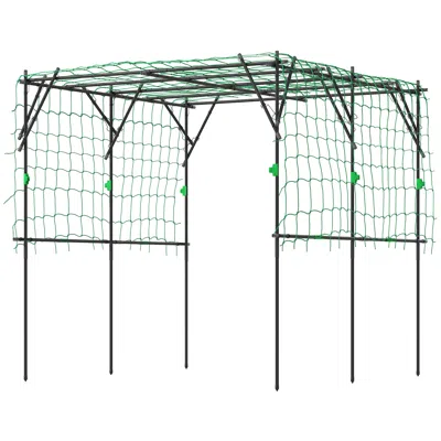 Hivvago 7.3 Ft Garden Arch Trellis With Climbing Net In Green