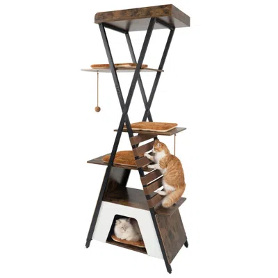 Hivvago 73 Inch Multi-level Cat Tree For Indoor Cats With Elevated Perch And Large Condo