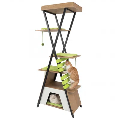 Hivvago 73 Inch Multi-level Cat Tree For Indoor Cats With Elevated Perch And Large Condo In Gray