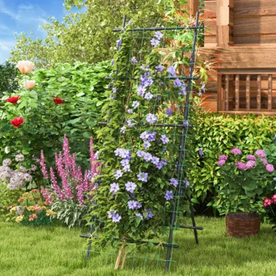 Hivvago 74 Inch Tall Garden Trellis For Flower Vine Vegetable Fruit Pea-black