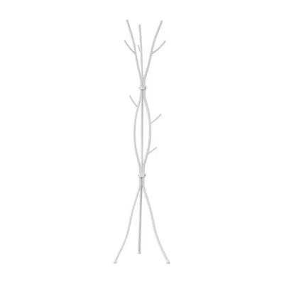 HIVVAGO 74-INCH WHITE METAL COAT RACK ENTRYWAY HALL TREE UMBRELLA STAND