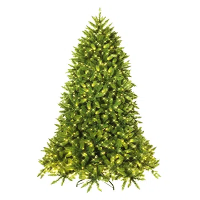 Hivvago 7.5 Feet Artificial Fir Christmas Tree With Led Lights And 1968 Branch Tips In Green