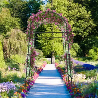 Hivvago 7.5 Feet Garden Arch Trellis With Pe Coated Metal Structure In Multi