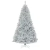 Hivvago 7.5 Feet Hinged Unlit Artificial Silver Tinsel Christmas Tree