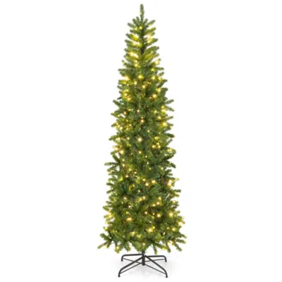 Hivvago 7.5 Feet Pre-lit Full Artificial Christmas Tree With Warm White And Multi-color Led Lights In Brown