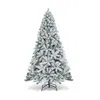 Hivvago 7.5 Feet Snow Flocked Hinged Artificial Christmas Tree Without Lights In White