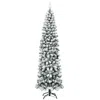 Hivvago 7.5 Feet Unlit Hinged Snow Flocked Artificial Pencil Christmas Tree With 641 Tips