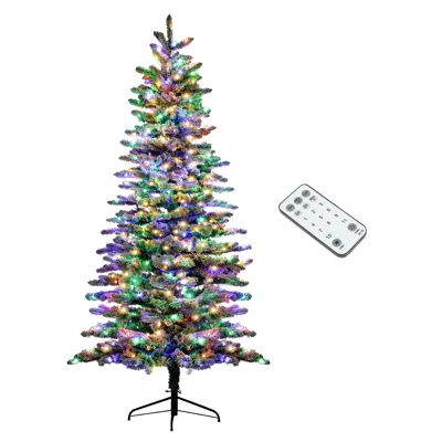 Hivvago 7.5 Ft Pre-lit Mountain Pine Artificial Christmas Tree In Multi