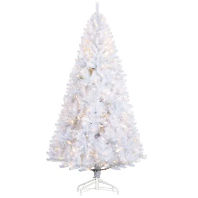 Hivvago 7.5 Ft Tall Prelit Christmas Tree Douglas Fir Artificial Christmas Tree With Realistic Branches In White