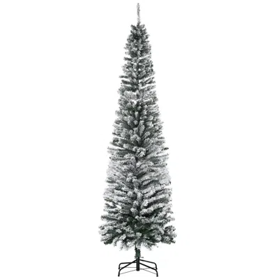 Hivvago 7.5 Ft Tall Unlit Snow-flocked Slim Artificial Christmas Tree With Realistic Branches And 738 Tips In Gray