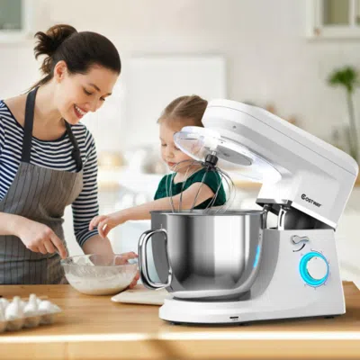 Hivvago 7.5 Qt Tilt-head Stand Mixer 6 Speed 660w With Dough Hook Beater -silver In Metallic