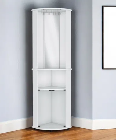Hivvago 75" White Wood Corner Bar Cabinet With Three Shelves