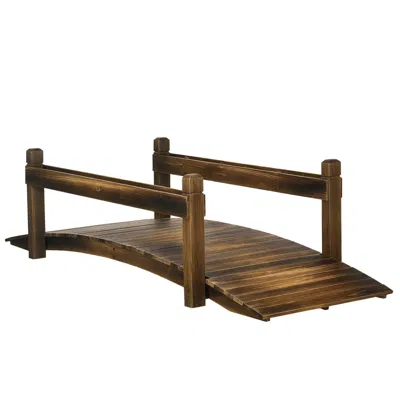 Hivvago 7.5' Wooden Garden Bridge With Planters & Railings