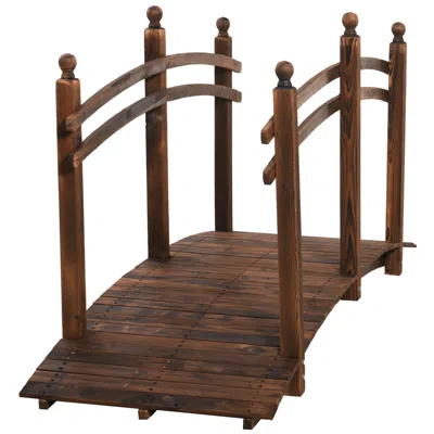 Hivvago 7.5' Wooden Garden Footbridge With Safety Rails