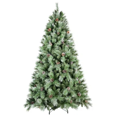 Hivvago 7.5ft Christmas Tree With 92 Pine Cones 1588 Tips In Green