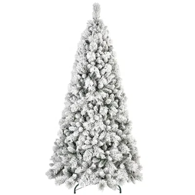 Hivvago 7.5ft Flocked Christmas Tree With 500 Warm White Led Lights 1252 Tips In Gray