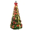 Hivvago 6ft Pop-up Christmas Tree With 150 Warm White Ul Lights Pre-decorated With Red & Gold Ornaments In Multi