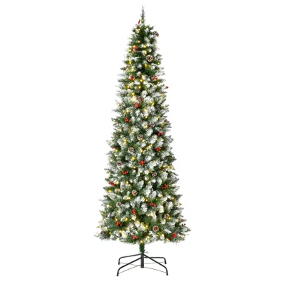 Hivvago 7.5ft Pre-lit Snow-dipped Artificial Christmas Tree With Realistic Branches In Multi