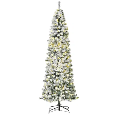 Hivvago 7.5ft Pre-lit Snow-flocked Slim Douglas Fir Artificial Christmas Tree With Realistic Branches In Multi