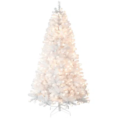 Hivvago 7.5ft Pre-lit White Christmas Tree With Memory Wire 450 Warm Incandescent Lights In Neutral